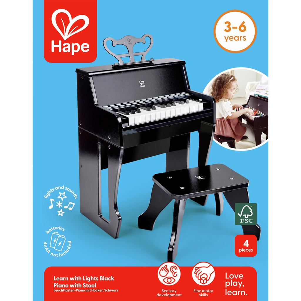 Learn with Lights Black Piano with Stool Learn with Lights Black Piano with Stool