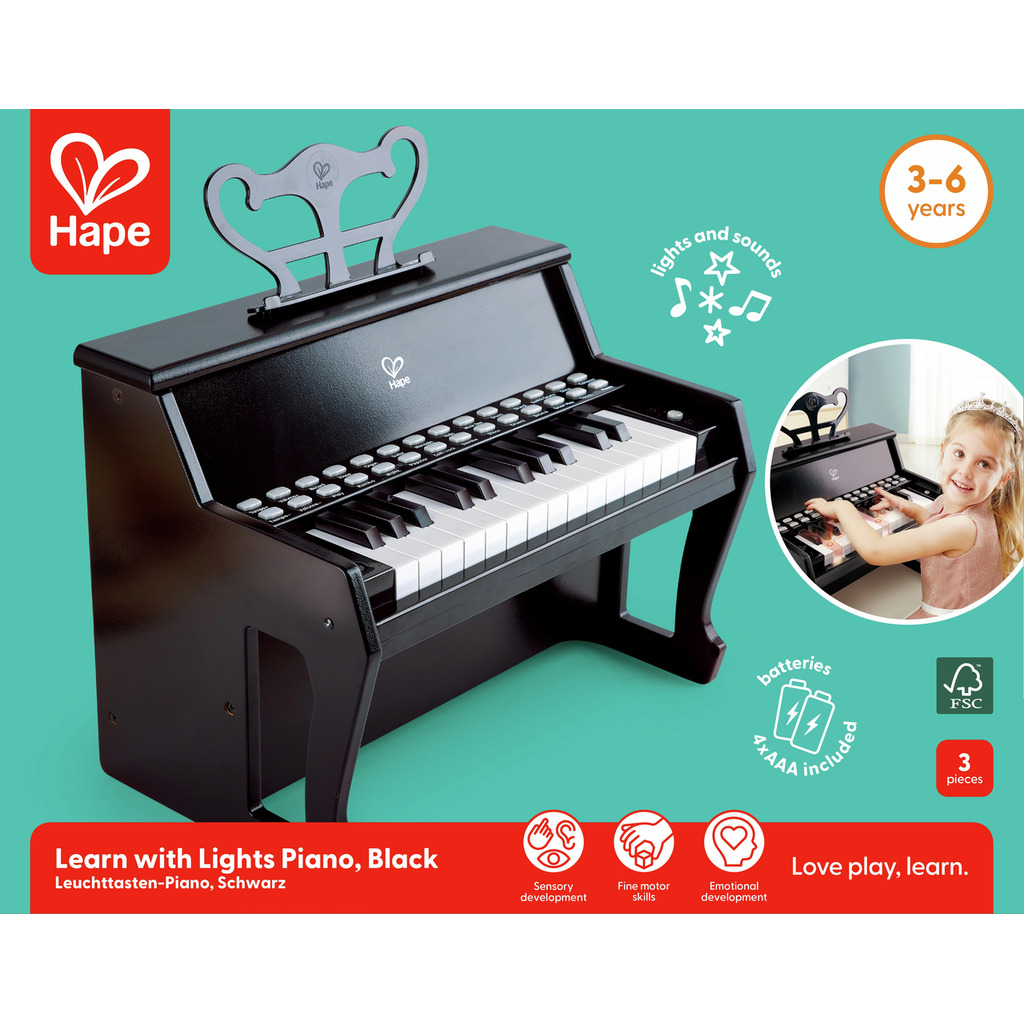 Learn with Lights Piano, Black 