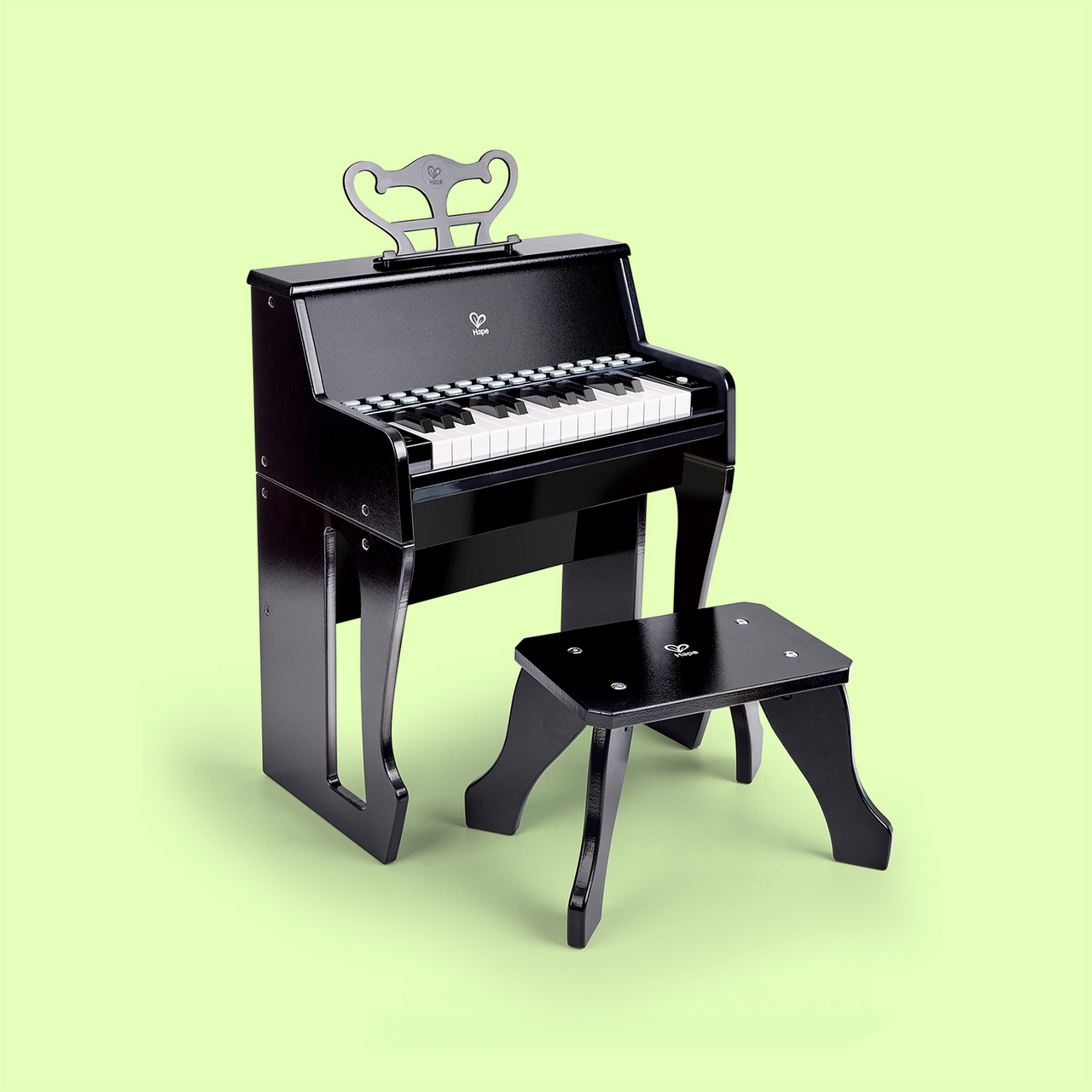 Learn with Lights Black Piano with Stool